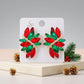 Holiday Red Green Crystal Cluster Clip On Earrings