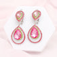 AKA Sorority Teardrop Clip On Pink Green Earrings
