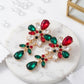 Holiday Red Green Crystal Chandelier Earrings