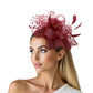Burgundy Flower Feather Polka Dot Fascinator