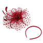 Burgundy Flower Feather Polka Dot Fascinator
