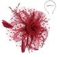 Burgundy Flower Feather Polka Dot Fascinator