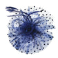 Royal Blue Flower Feather Polka Dot Fascinator