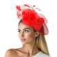 DST Red Flowers Derby Tilt Feather Fascinator