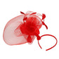 DST Red Flowers Derby Tilt Feather Fascinator