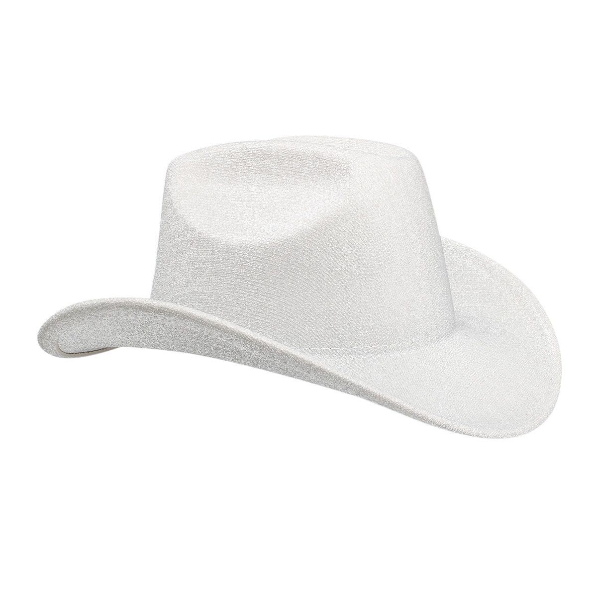 Cowboy Hat White Glittery Silver Rodeo Style
