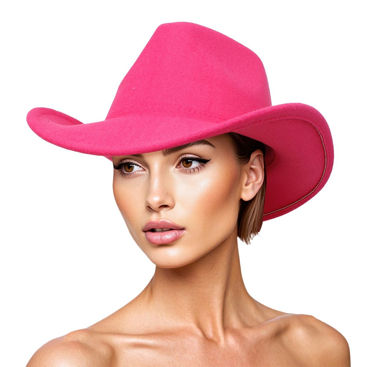 Cowboy Hat Fuchsia Pinched Cowgirl Fashion Hat
