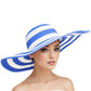 ZPB Straw Hat Vogue Sorority Striped Wide Brim Hat