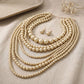 Golden Champagne Multi Strand Long Pearl Necklace