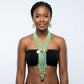 Marbled Green and Stone Bead Tassel Y Necklace