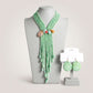 Marbled Green and Stone Bead Tassel Y Necklace