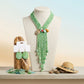 Marbled Green and Stone Bead Tassel Y Necklace