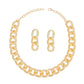 Chain Necklace Gold Diamond Cut Link Set for Women