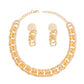 Chain Necklace Gold Double Curb Link Set Women