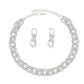 Chain Necklace Silver Double Oval Link Set Women