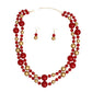 Necklace Red Gold Pearl Bead 2 Strand Set