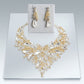 Clear Glass Crystal Gold Flower Large Bib Necklace