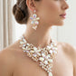 Gold Aurbo Glass Flower Crystal Large Bib Necklace