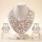 Gold Aurbo Glass Marquis Crystal Leaf Bib Necklace