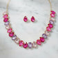 Blush Teardrop Crystals Gemstone Collar Necklace