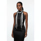 Long Black White Pearl Adjustable Knot Necklace