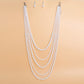 Pearl Necklace White 5 Strand Long Set for Women