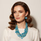 Tribal Turquoise Resin Bead Multi Layer Necklace