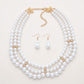 Multi-Strand White Bridal Pearl Necklace