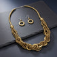 Long Gold Wood Bead Earthy Energy Necklace