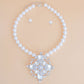 Pearl Necklace White Crystal Pendant Set for Women