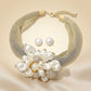 Cream Pearl Gold Metal Mesh Collar Necklace