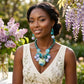 Turquoise Floral Garden Statement Bib Necklace