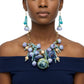 Turquoise Floral Garden Fringe Statement Necklace