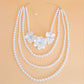 Pearl Necklace White Flower 4 Strand Set for Women