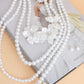 Pearl Necklace White Flower 4 Strand Set for Women