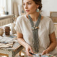 Marbled Gray and Stone Bead Tassel Y Necklace