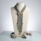 Marbled Gray and Stone Bead Tassel Y Necklace
