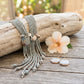 Marbled Gray and Stone Bead Tassel Y Necklace