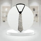 Allover White Pearl Studded Black Necktie Necklace