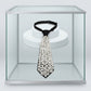 Allover White Pearl Studded Black Necktie Necklace