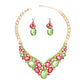 Crystal Necklace Pink Green Collar for Women