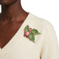 AKA Pink Pearl Green Leaf Rhinestone Brooch Pin