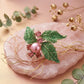 AKA Pink Pearl Green Leaf Rhinestone Brooch Pin
