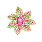 AKA Pointed Flower Pink Green Crystal Brooch