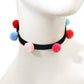 Multicolored Pom Pom Choker Set