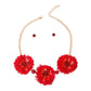 Wine Fabric Flower Necklace Set