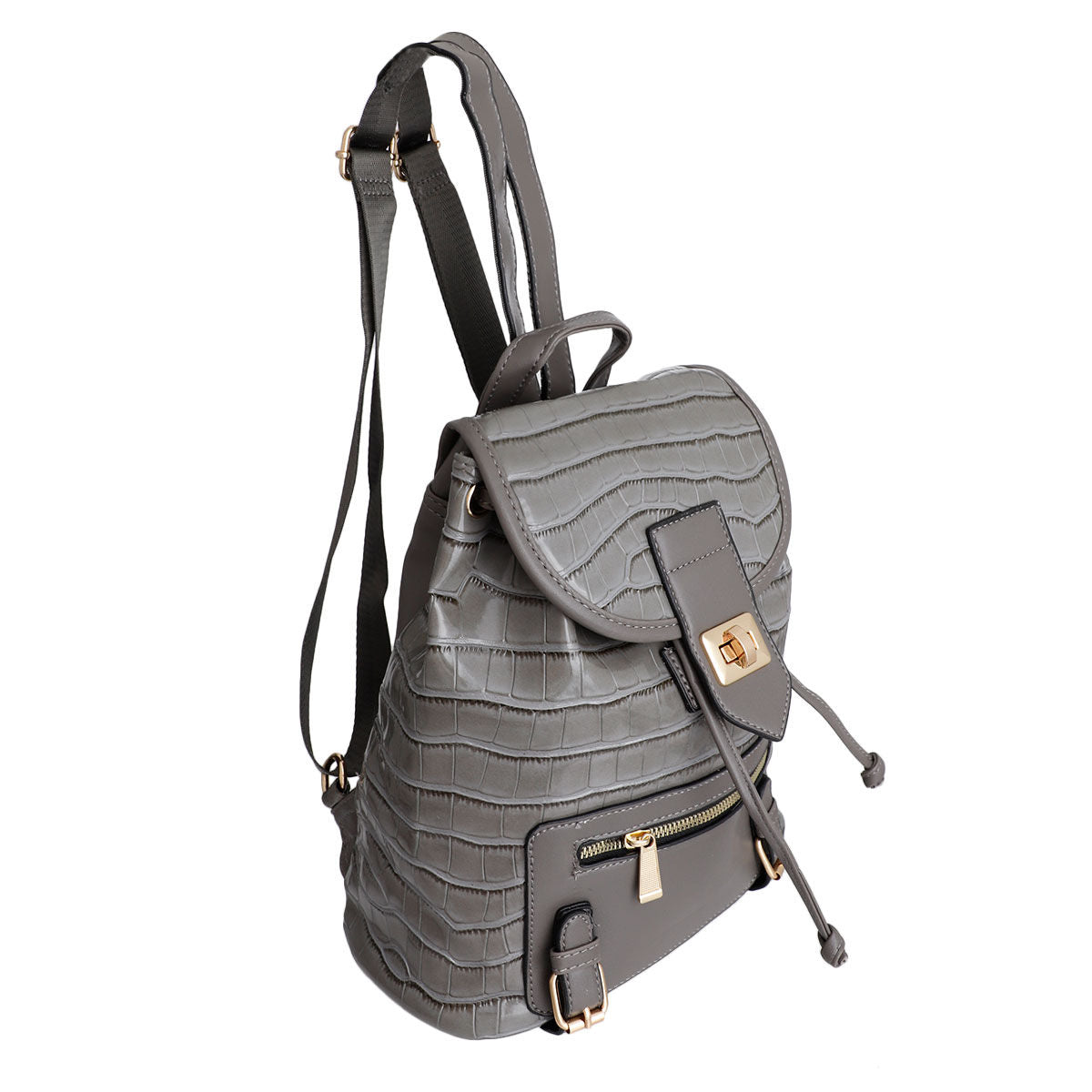 Gray Croc Cinch Backpack Set