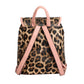Backpack Leopard and Pink Flap Bag Set for Women