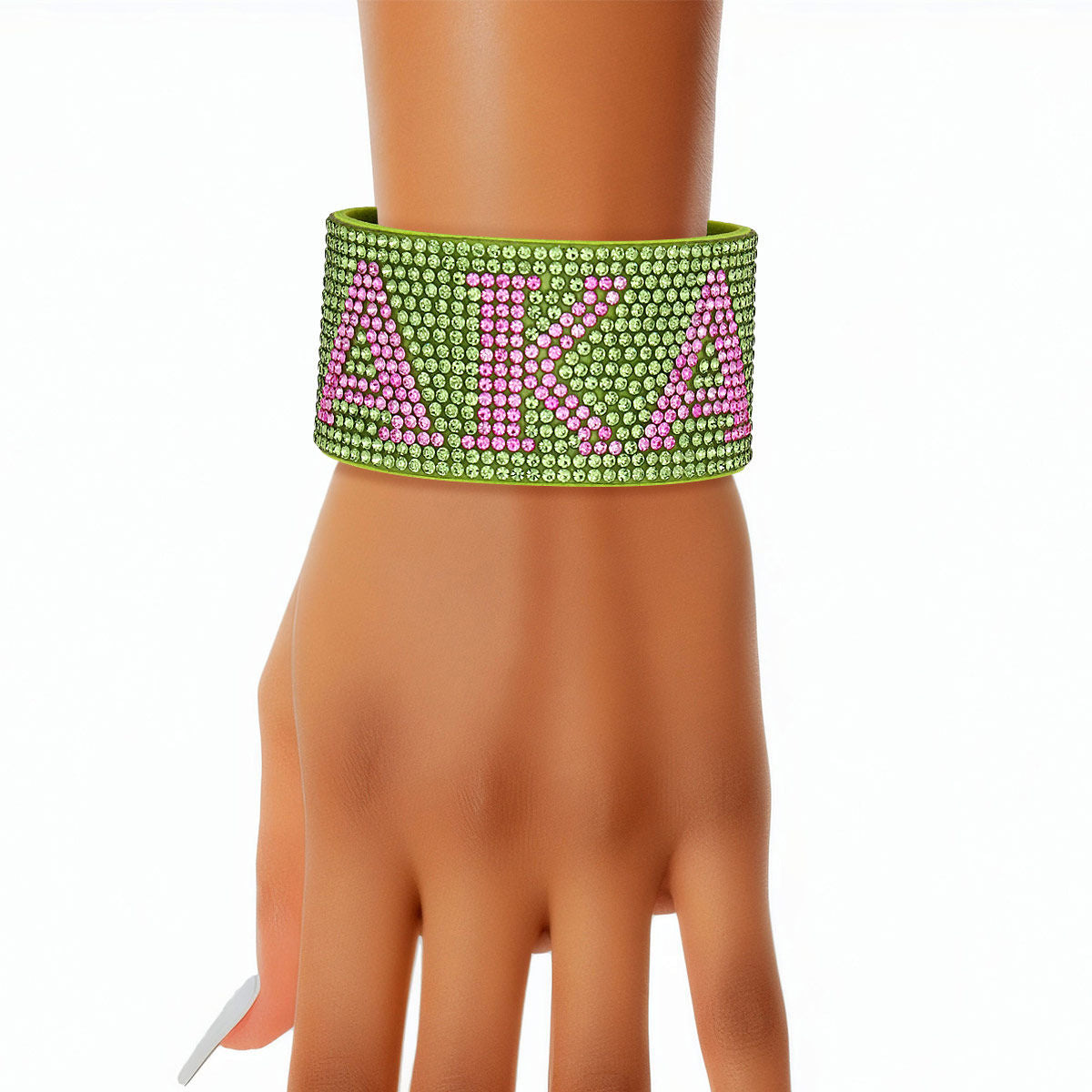 AKA Sorority Green Rhinestone Magnetic Bracelet