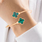 Bangle Gold Green Clover Open Bracelet for Women